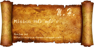 Misics Hümér névjegykártya